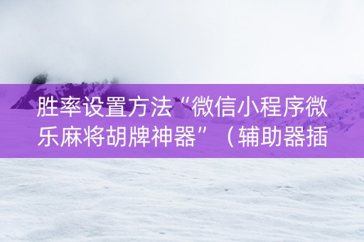 胜率设置方法“微信小程序微乐麻将胡牌神器”（辅助器插件)