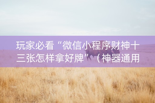 玩家必看“微信小程序财神十三张怎样拿好牌”（神器通用版)