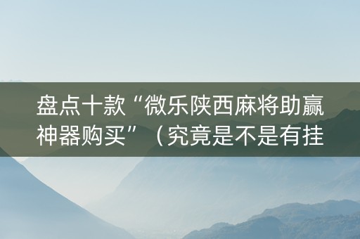 盘点十款“微乐陕西麻将助赢神器购买”（究竟是不是有挂)