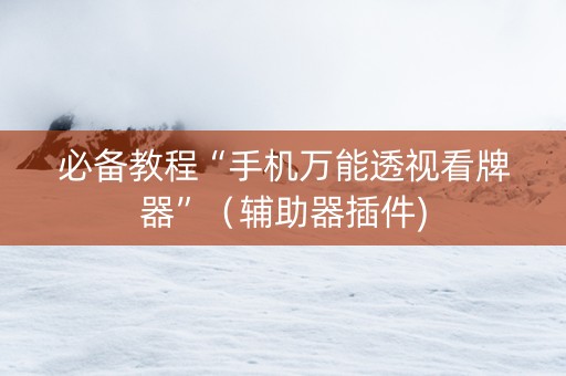 必备教程“手机万能透视看牌器”（辅助器插件)