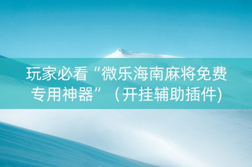 玩家必看“微乐海南麻将免费专用神器”（开挂辅助插件)