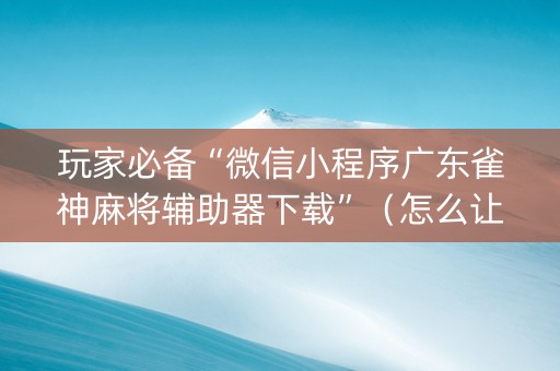 玩家必备“微信小程序广东雀神麻将辅助器下载”（怎么让系统给你发好牌)