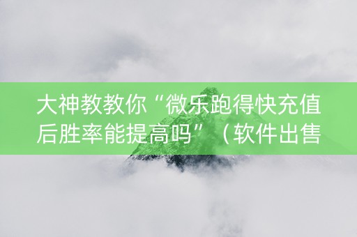 大神教教你“微乐跑得快充值后胜率能提高吗”（软件出售)