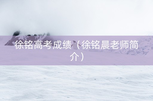 徐铭高考成绩（徐铭晨老师简介）