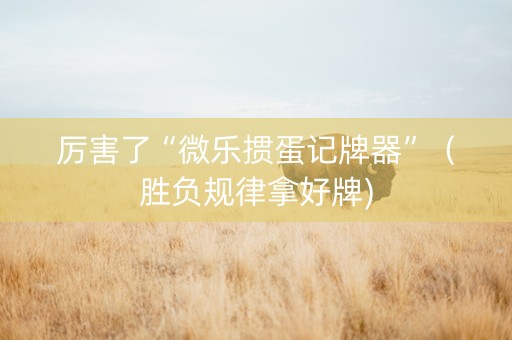 厉害了“微乐掼蛋记牌器”（胜负规律拿好牌)