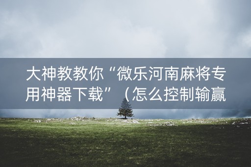 大神教教你“微乐河南麻将专用神器下载”（怎么控制输赢)