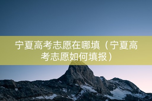 宁夏高考志愿在哪填（宁夏高考志愿如何填报）