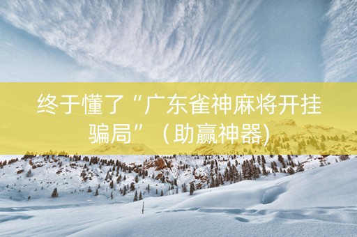 终于懂了“广东雀神麻将开挂骗局”（助赢神器)