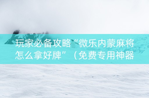 玩家必备攻略“微乐内蒙麻将怎么拿好牌”（免费专用神器)