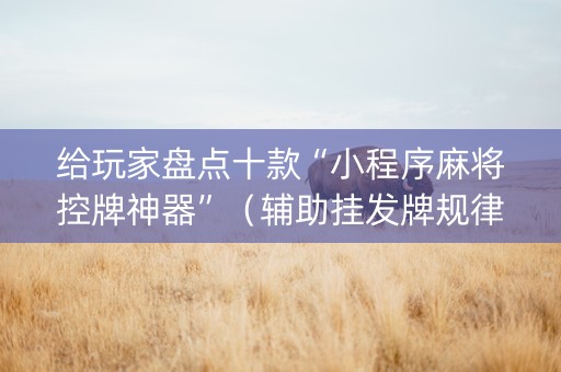 给玩家盘点十款“小程序麻将控牌神器”（辅助挂发牌规律)