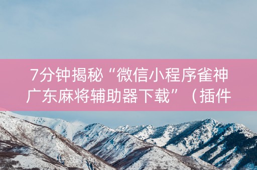 7分钟揭秘“微信小程序雀神广东麻将辅助器下载”（插件开挂免费AI)