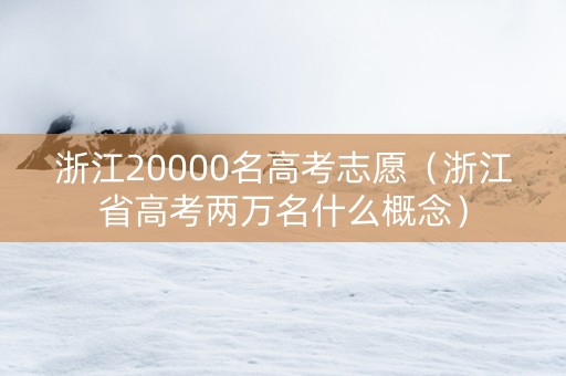 浙江20000名高考志愿（浙江省高考两万名什么概念）