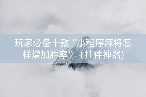 玩家必备十款“小程序麻将怎样增加胜率”（挂件神器)