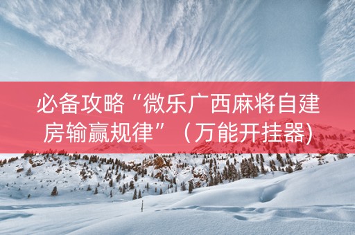 必备攻略“微乐广西麻将自建房输赢规律”（万能开挂器)