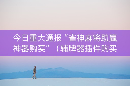 今日重大通报“雀神麻将助赢神器购买”（辅牌器插件购买)