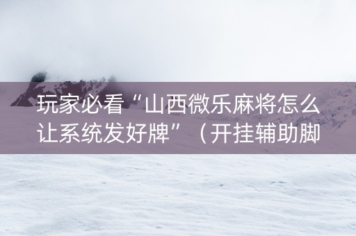 玩家必看“山西微乐麻将怎么让系统发好牌”（开挂辅助脚本)