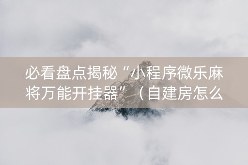 必看盘点揭秘“小程序微乐麻将万能开挂器”（自建房怎么拿好牌)