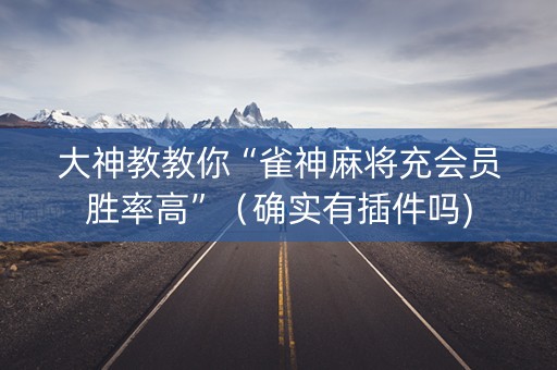 大神教教你“雀神麻将充会员胜率高”（确实有插件吗)