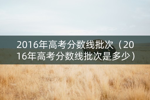 2016年高考分数线批次（2016年高考分数线批次是多少）