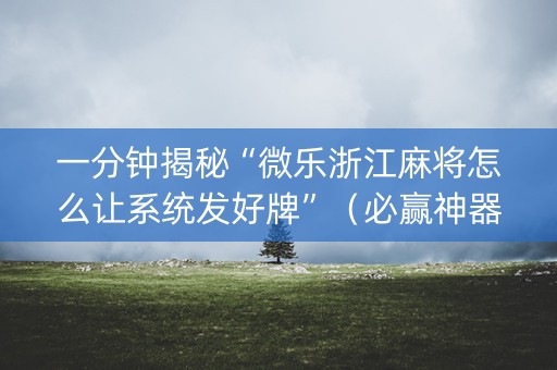 一分钟揭秘“微乐浙江麻将怎么让系统发好牌”（必赢神器免费安装)