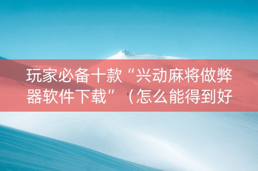 玩家必备十款“兴动麻将做弊器软件下载”（怎么能得到好牌)