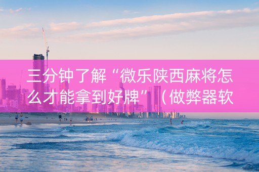 三分钟了解“微乐陕西麻将怎么才能拿到好牌”（做弊器软件下载)