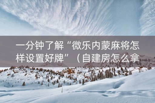 一分钟了解“微乐内蒙麻将怎样设置好牌”（自建房怎么拿好牌)