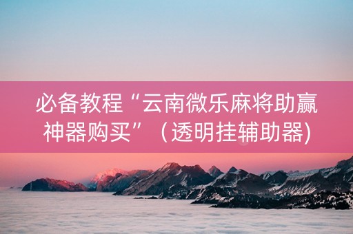 必备教程“云南微乐麻将助赢神器购买”（透明挂辅助器)