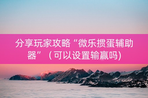 分享玩家攻略“微乐掼蛋辅助器”（可以设置输赢吗)