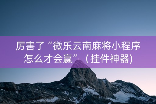 厉害了“微乐云南麻将小程序怎么才会赢”（挂件神器)