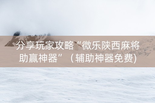 分享玩家攻略“微乐陕西麻将助赢神器”（辅助神器免费)