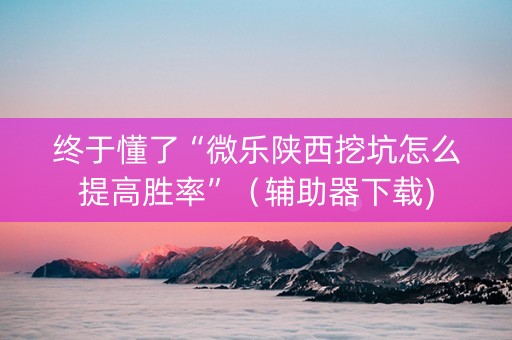 终于懂了“微乐陕西挖坑怎么提高胜率”（辅助器下载)