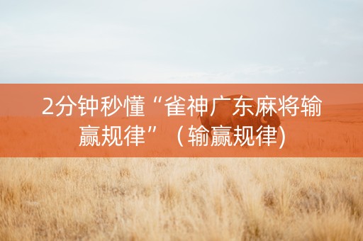 2分钟秒懂“雀神广东麻将输赢规律”（输赢规律)