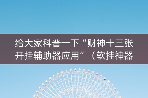 给大家科普一下“财神十三张开挂辅助器应用”（软挂神器)