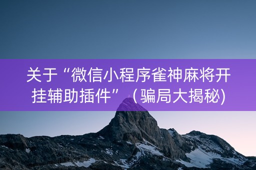 关于“微信小程序雀神麻将开挂辅助插件”（骗局大揭秘)