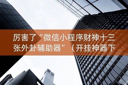 厉害了“微信小程序财神十三张外卦辅助器”（开挂神器下载)
