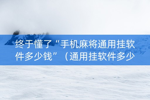 终于懂了“手机麻将通用挂软件多少钱”（通用挂软件多少钱)