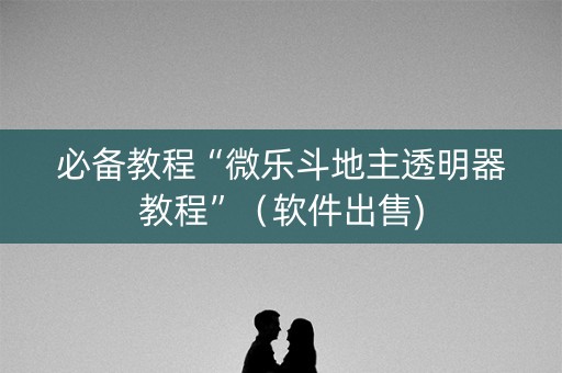 必备教程“微乐斗地主透明器教程”（软件出售)