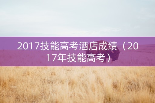 2017技能高考酒店成绩（2017年技能高考）