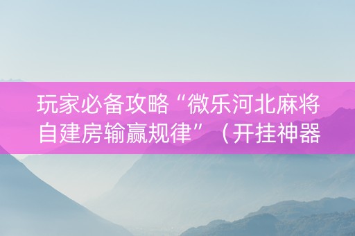 玩家必备攻略“微乐河北麻将自建房输赢规律”（开挂神器下载)
