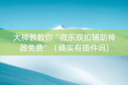 大神教教你“微乐双扣辅助神器免费”（确实有插件吗)
