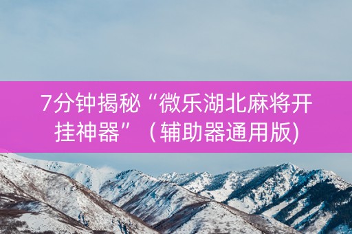 7分钟揭秘“微乐湖北麻将开挂神器”（辅助器通用版)