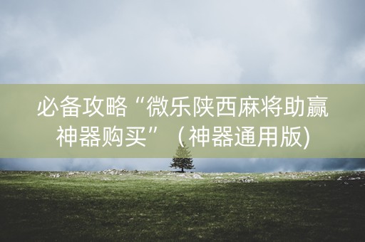 必备攻略“微乐陕西麻将助赢神器购买”（神器通用版)
