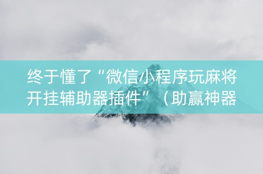 终于懂了“微信小程序玩麻将开挂辅助器插件”（助赢神器购买)
