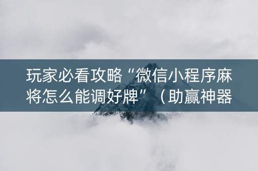 玩家必看攻略“微信小程序麻将怎么能调好牌”（助赢神器)