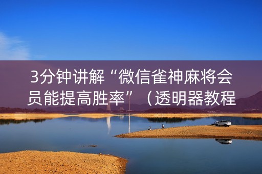 3分钟讲解“微信雀神麻将会员能提高胜率”（透明器教程)