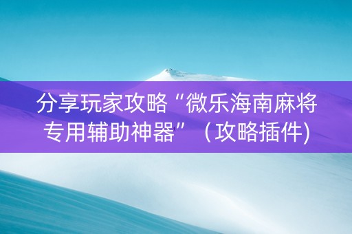分享玩家攻略“微乐海南麻将专用辅助神器”（攻略插件)