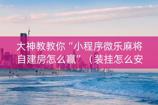 大神教教你“小程序微乐麻将自建房怎么赢”（装挂怎么安装)