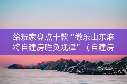给玩家盘点十款“微乐山东麻将自建房胜负规律”（自建房怎么拿好牌)