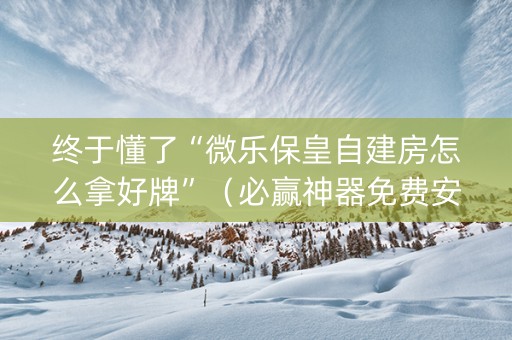 终于懂了“微乐保皇自建房怎么拿好牌”（必赢神器免费安装)